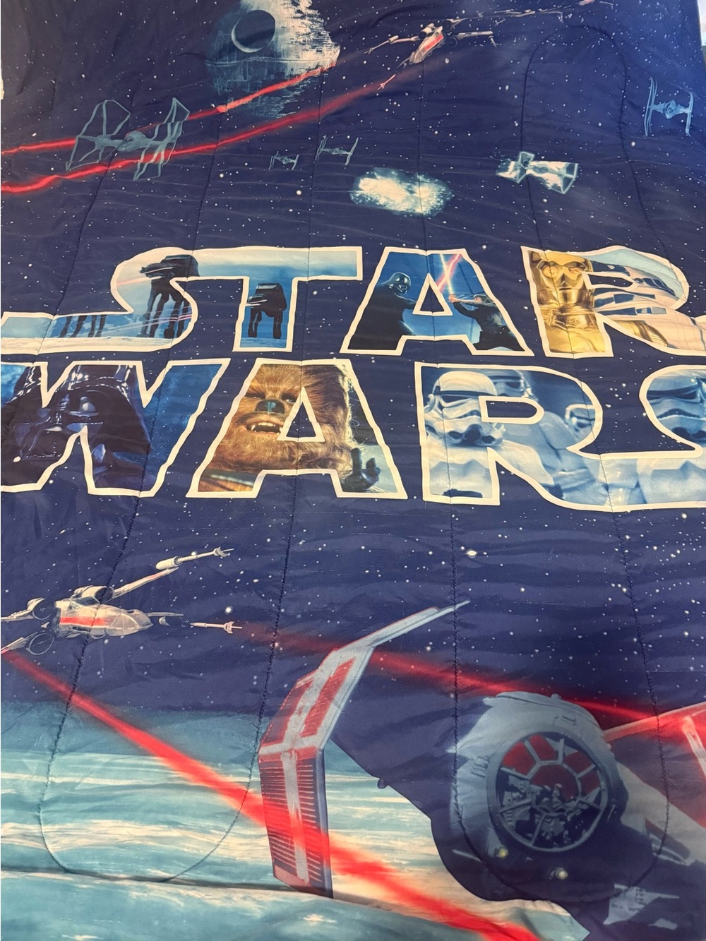 Star Wars Blue and Red Galaxy Comforter with Character Collage